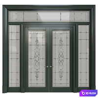 Doors with stained glass 3D Model Corona
