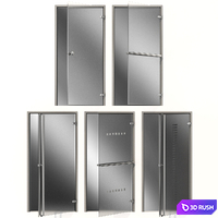 Glass metal swing door 3D Model Vray, Corona