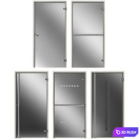 Glass metal swing door 3D Model Vray, Corona