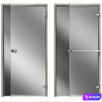 Glass metal swing door 3D Model Vray, Corona