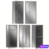 Glass metal swing door 3D Model Vray, Corona