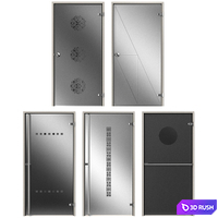 Glass metal swing door 3D Model Vray, Corona