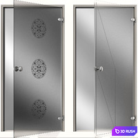 Glass metal swing door 3D Model Vray, Corona