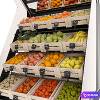 Shelves with fruits and vegetables 3D Model Vray