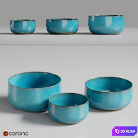 Zen Bowls set by Emissary H&amp;G 3D Model Corona