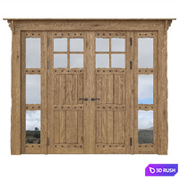 Hinged wooden door made of solid pine 3D Model Corona