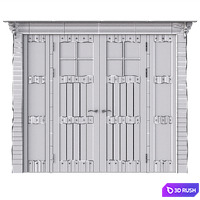Hinged wooden door made of solid pine 3D Model Corona