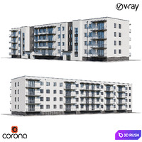 Apartment house 1 3D Model Vray, Corona