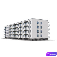 Apartment house 1 3D Model Vray, Corona