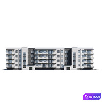 Apartment house 1 3D Model Vray, Corona
