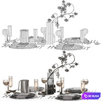 Tableware set 034 3D Model Corona