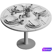 Table setting for a cafe, restaurant 3D Model Vray, Corona