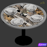 Table setting for a cafe, restaurant 3D Model Vray, Corona