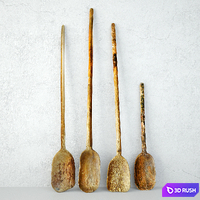 Set of Four Old Nepal Rice Shovels 3D Model Vray