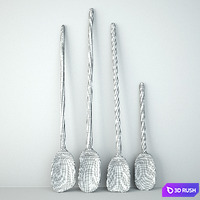 Set of Four Old Nepal Rice Shovels 3D Model Vray