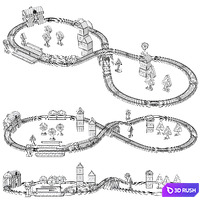 Lillabo Train Set 3D Model Vray