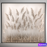 Phytomodule, phytobox and a vertical garden of dried flowers in a niche behind translucent glass cortaderium. Bouquet 281 3D Model Vray