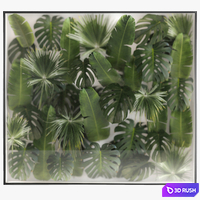Phytowall and phytobox made of banana palm branches and fan palm leaves in a niche behind a translucent stack. Bouquet 287 3D Model Vray