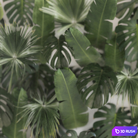 Phytowall and phytobox made of banana palm branches and fan palm leaves in a niche behind a translucent stack. Bouquet 287 3D Model Vray