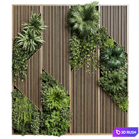 Vertical Wall Garden With Wooden frame - collection of houseplants indoor 41 3D Model Vray, Corona