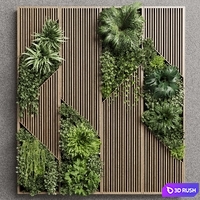 Vertical Wall Garden With Wooden frame - collection of houseplants indoor 41 3D Model Vray, Corona