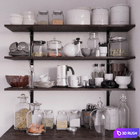Kitchen Set 01 3D Model Vray