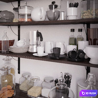 Kitchen Set 01 3D Model Vray