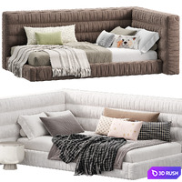 Hudson Upholstered Corner Bed by Pbteen 3D Model Corona