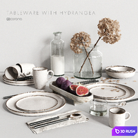 Tableware with Hydrangea 3D Model Corona