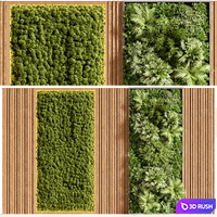 Wooden planks and vertical garden 08 3D Model Vray, Corona