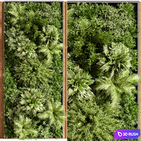 Wooden planks and vertical garden 08 3D Model Vray, Corona