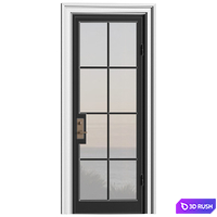 Modern Exterior metal entrance street c. Entrance to the house.Front Door. Outdoor Entrance classic door.External Iron Front Doors. Exterior French Art Deco Doors. 3D Model Vray, Corona