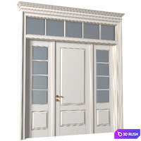 French Interior doors in classic style. French Art Deco Modern Door Partition.Entrance to the house 3D Model Vray, Corona