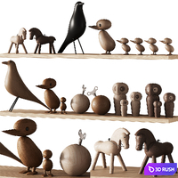 369 nursery decoration 01 decorative wooden toys set 01 3D Model Vray, Corona