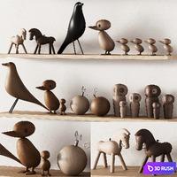 369 nursery decoration 01 decorative wooden toys set 01 3D Model Vray, Corona