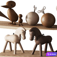 369 nursery decoration 01 decorative wooden toys set 01 3D Model Vray, Corona