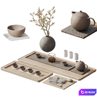 Tea decorative set_001 3D Model Vray, Corona