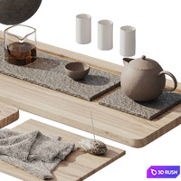 Tea decorative set_001 3D Model Vray, Corona