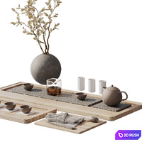 Tea decorative set_001 3D Model Vray, Corona