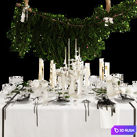 Christmas/New Year table setting 3D Model Corona