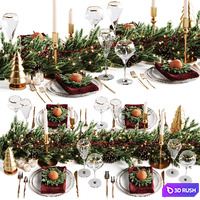 Christmas table setting 3 3D Model Vray, Corona