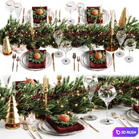 Christmas table setting 3 3D Model Vray, Corona