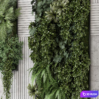 Indoor Wall Vertical Garden in Concrete Base - Set 1934 3D Model Vray, Corona