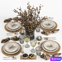 Tableware Decor set8 3D Model Vray, Corona