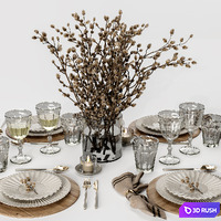 Tableware Decor set8 3D Model Vray, Corona