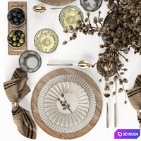 Tableware Decor set8 3D Model Vray, Corona