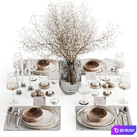 Tableware M set 31 3D Model Vray, Corona