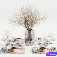 Tableware M set 31 3D Model Vray, Corona