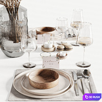 Tableware M set 31 3D Model Vray, Corona