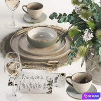 Tableware set19 3D Model Vray